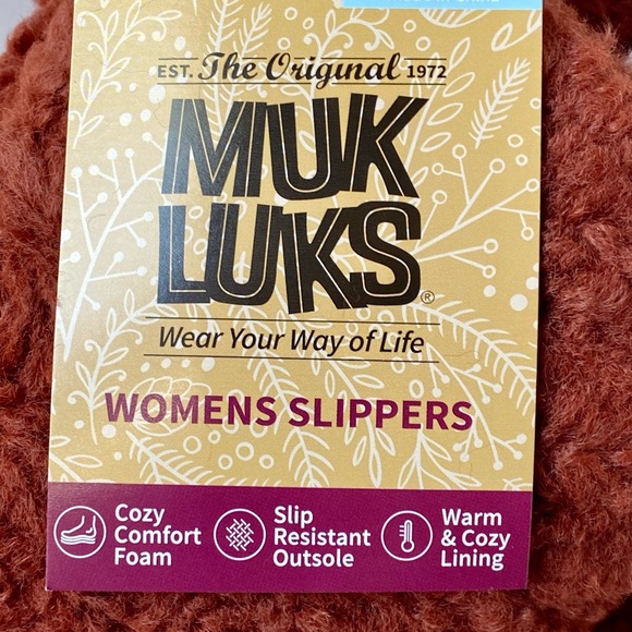 Muk Luks 🆕| Rust/Clay Brown Maven Teddy Bear Shearling Slippers. - Picture 5 of 6
